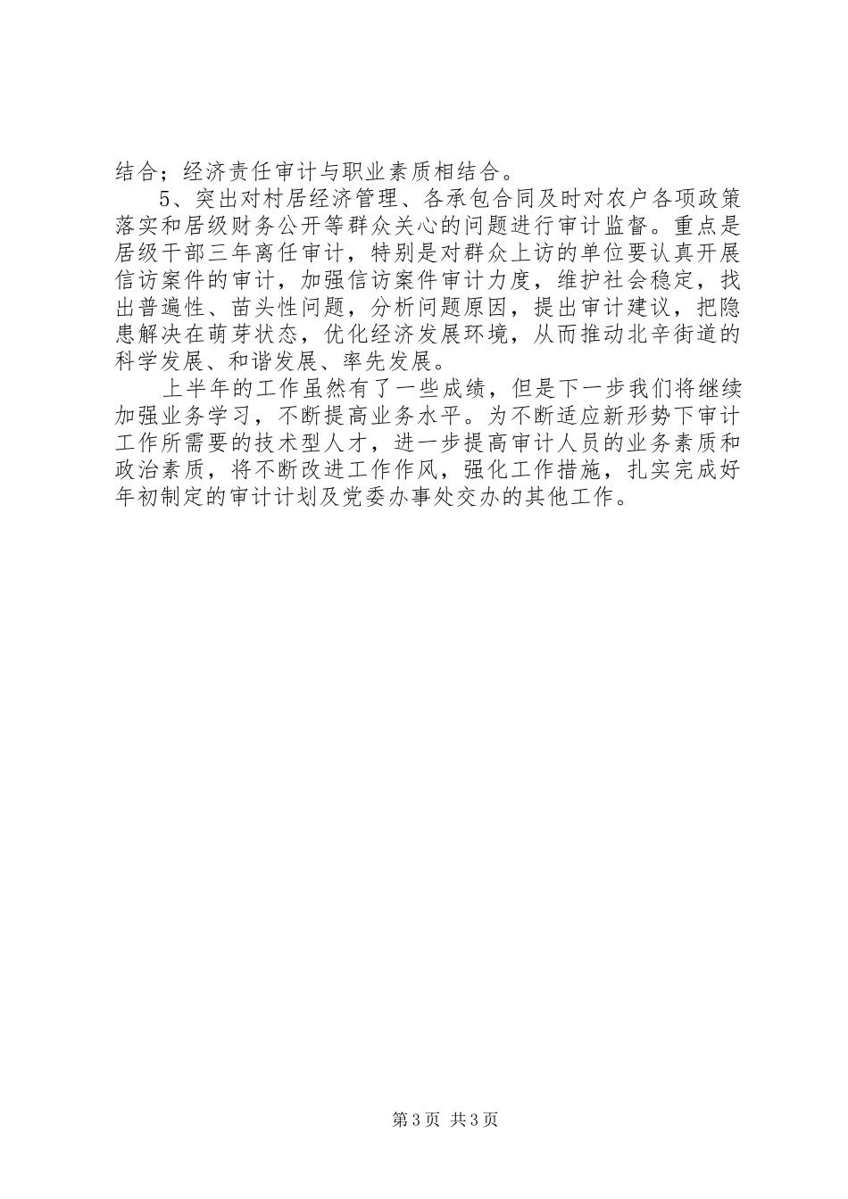 2024年街道办事处审计所上半年工作总结及下半年工作计划_第3页