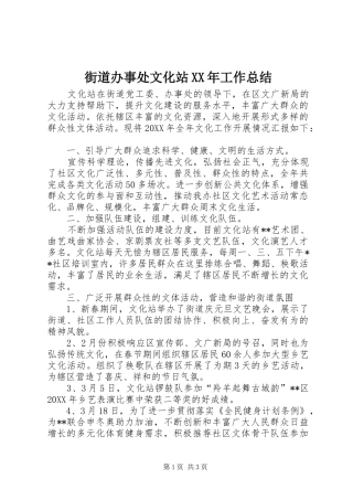 2024年街道办事处文化站工作总结