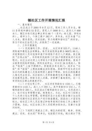 2024年镇社区工作开展情况汇报