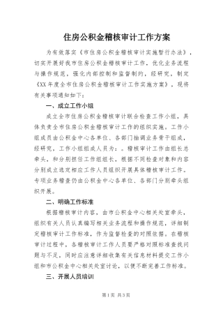 2024年住房公积金稽核审计工作方案