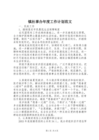 2024年镇社事办年度工作计划范文