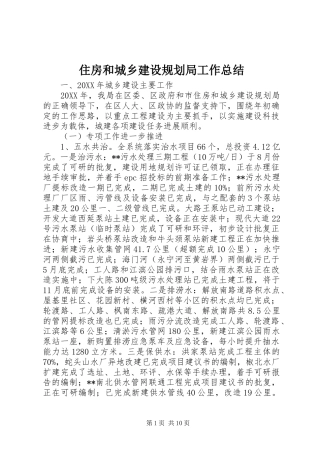 2024年住房和城乡建设规划局工作总结