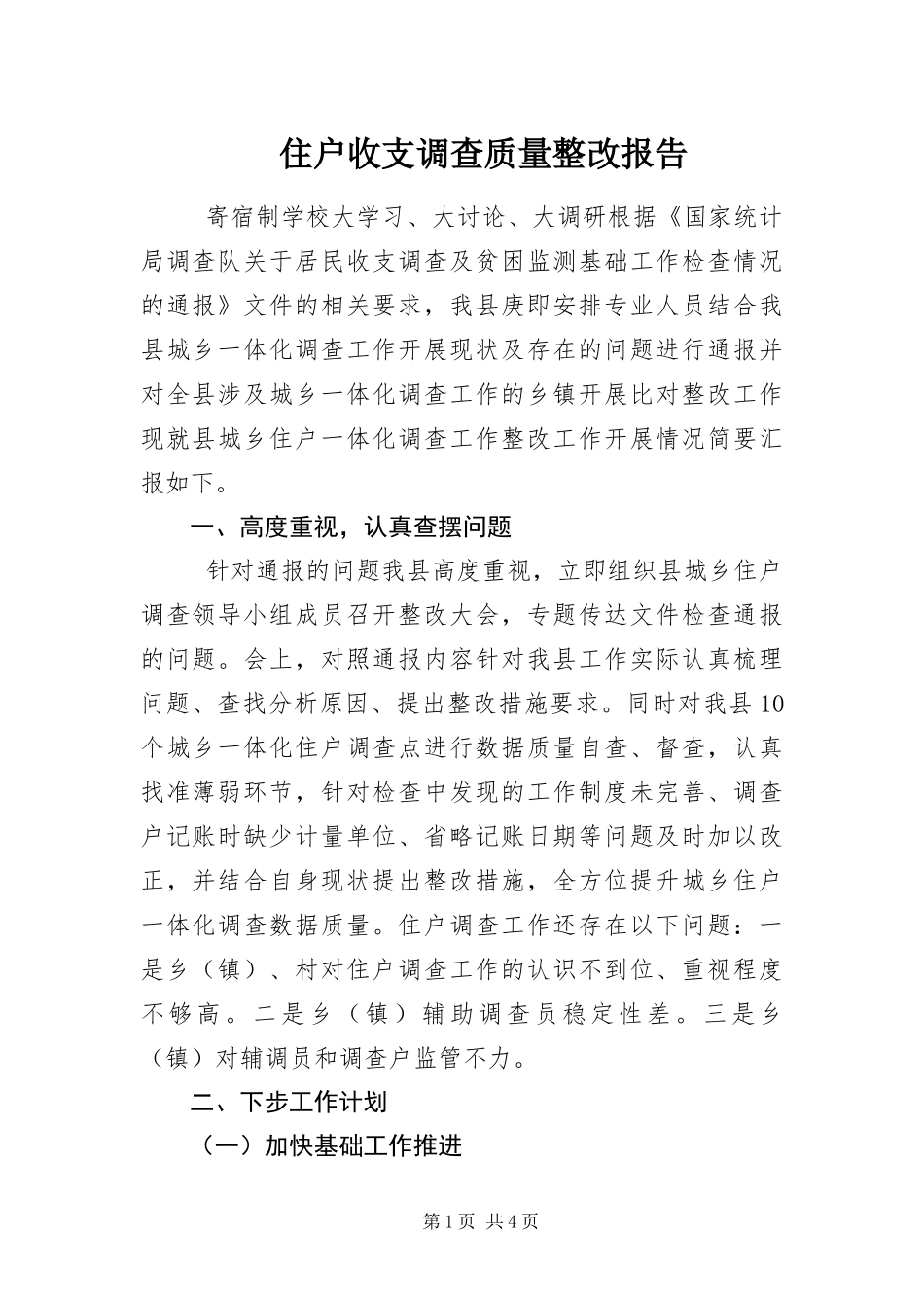 2024年住户收支调查质量整改报告_第1页