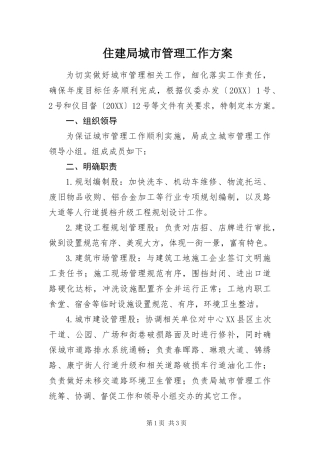 2024年住建局城市管理工作方案