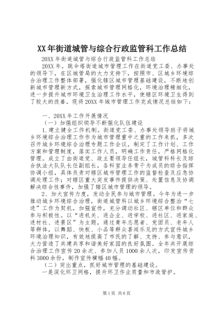 2024年街道城管与综合行政监管科工作总结