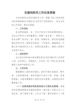 2024年住建局防汛工作应急预案