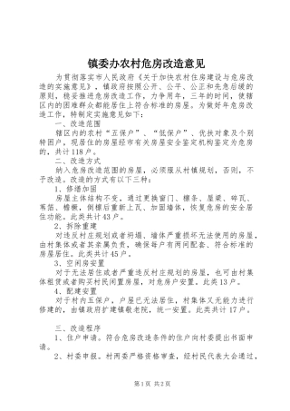 2024年镇委办农村危房改造意见