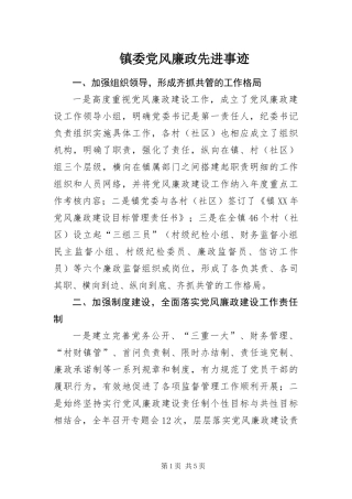 2024年镇委党风廉政先进事迹