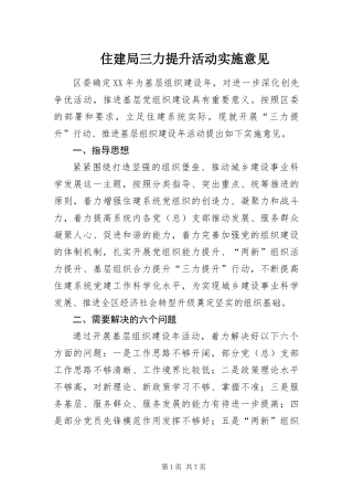 2024年住建局三力提升活动实施意见