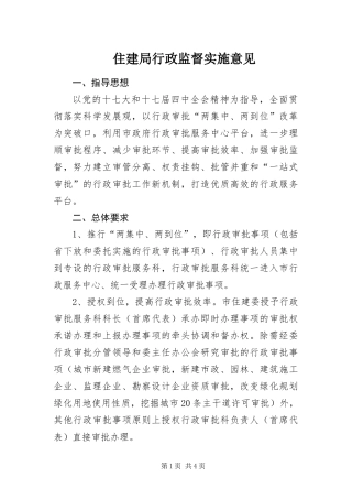 2024年住建局行政监督实施意见