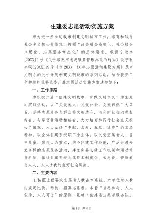 2024年住建委志愿活动实施方案