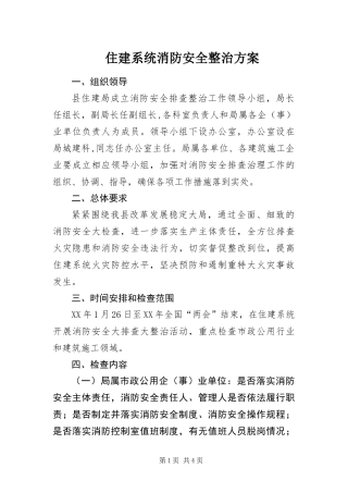 2024年住建系统消防安全整治方案