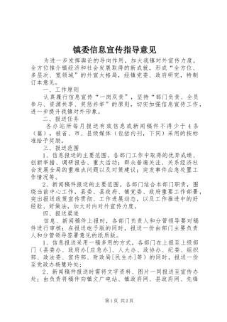 2024年镇委信息宣传指导意见