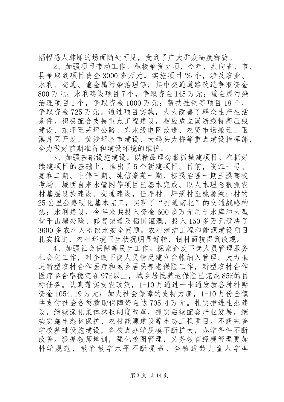 2024年镇委员会年度述职报告_第3页