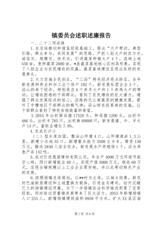 2024年镇委员会述职述廉报告