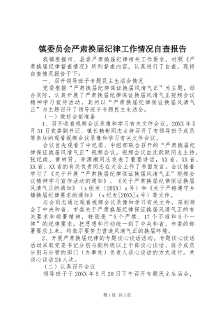2024年镇委员会严肃换届纪律工作情况自查报告