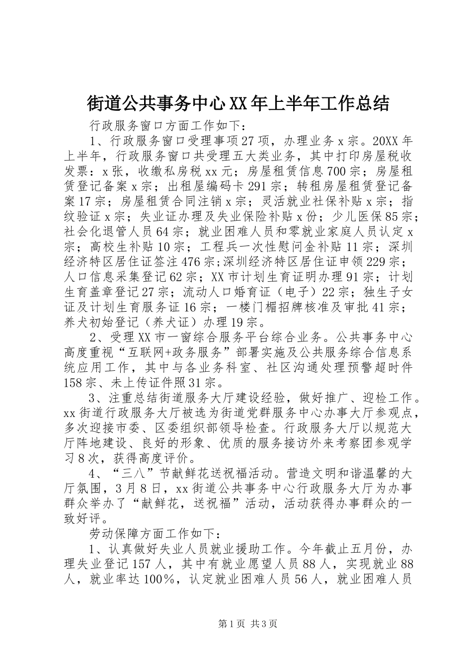 2024年街道公共事务中心上半年工作总结_第1页