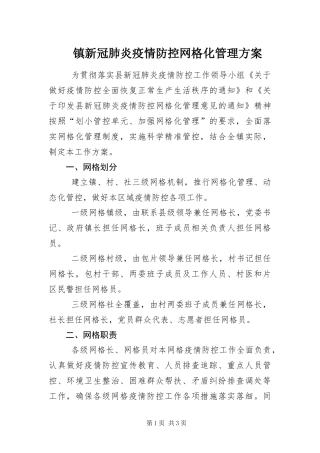 2024年镇新冠肺炎疫情防控网格化管理方案
