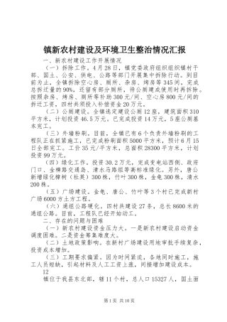 2024年镇新农村建设及环境卫生整治情况汇报