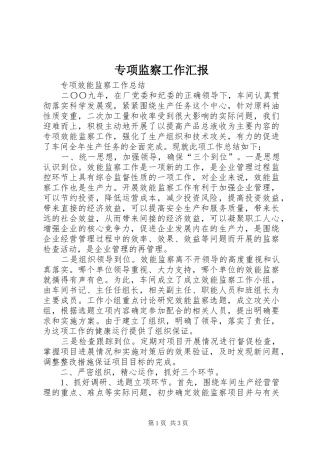 2024年专项监察工作汇报