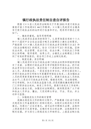 2024年镇行政执法责任制自查自评报告