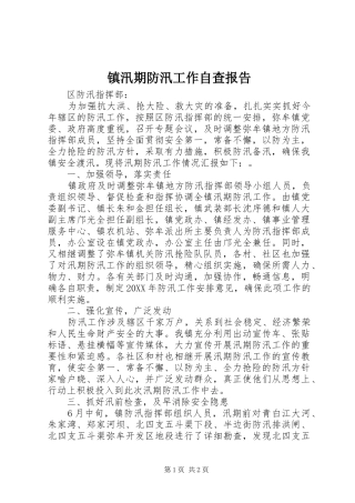 2024年镇汛期防汛工作自查报告