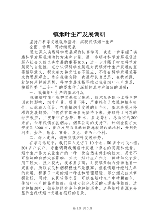 2024年镇烟叶生产发展调研