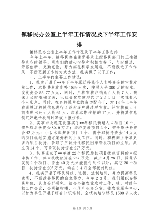 2024年镇移民办公室上半年工作情况及下半年工作安排