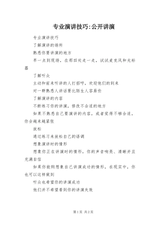 2024年专业演讲技巧公开讲演