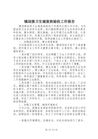 2024年镇迎接卫生城复核验收工作报告