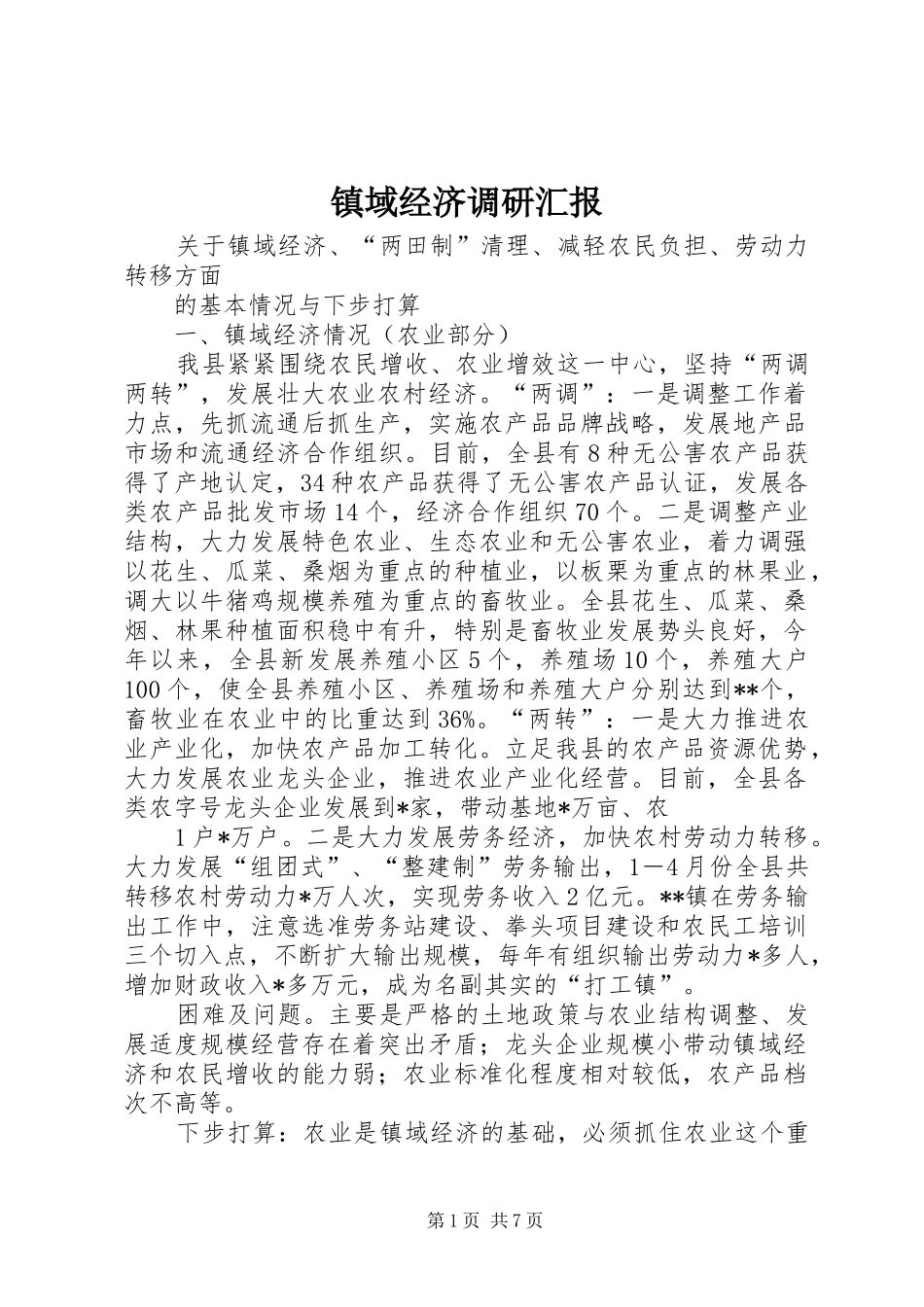 2024年镇域经济调研汇报_第1页