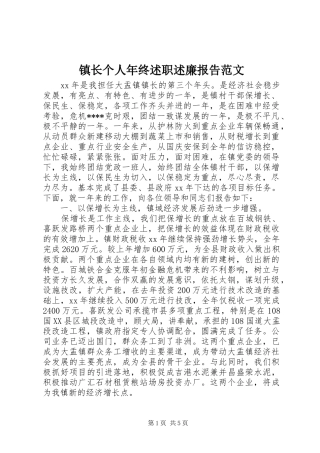 2024年镇长个人年终述职述廉报告范文