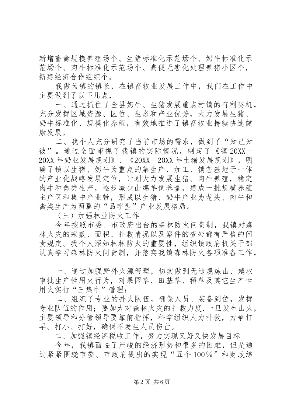 2024年镇长尽职尽责工作报告_第2页