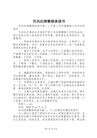 2024年作风纪律整顿承诺书