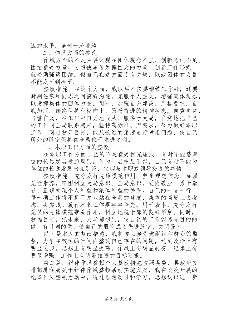 2024年作风纪律整顿个人整改措施_第2页