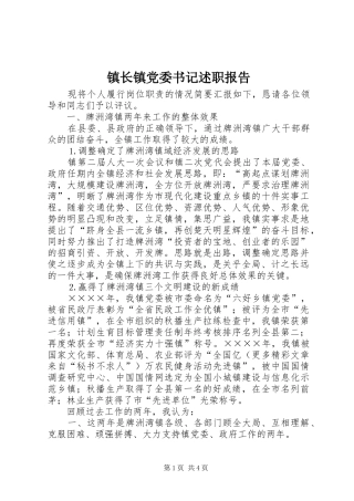 2024年镇长镇党委书记述职报告