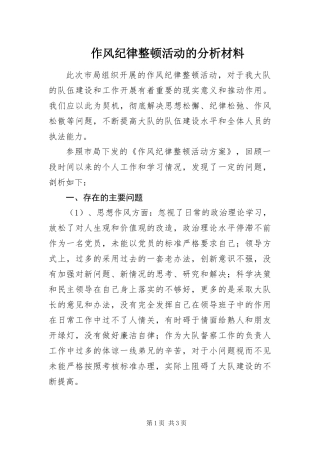 2024年作风纪律整顿活动的分析材料