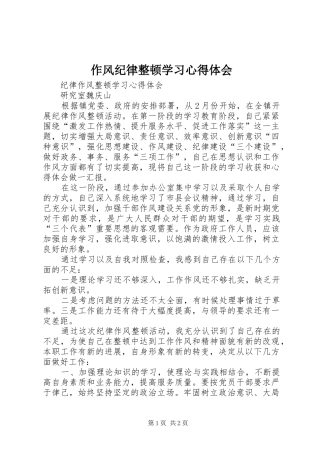 2024年作风纪律整顿学习心得体会