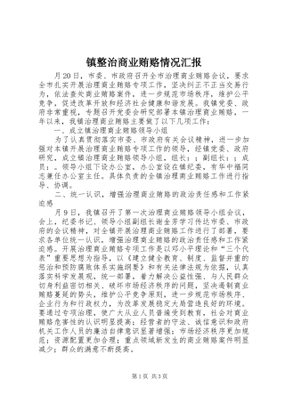 2024年镇整治商业贿赂情况汇报