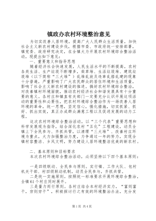 2024年镇政办农村环境整治意见