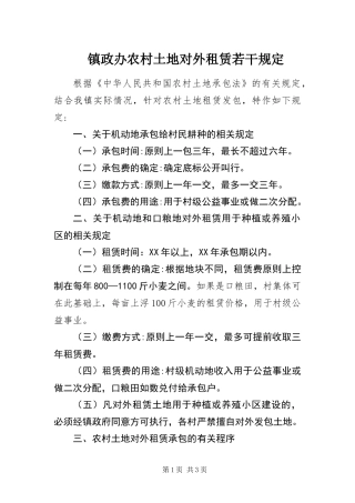 2024年镇政办农村土地对外租赁若干规定