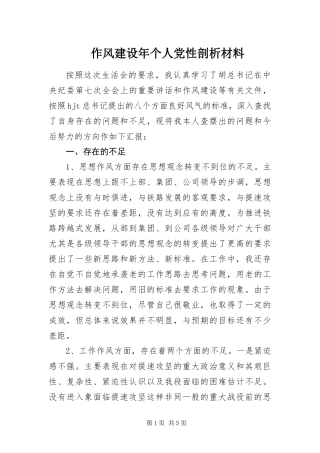 2024年作风建设年个人党性剖析材料