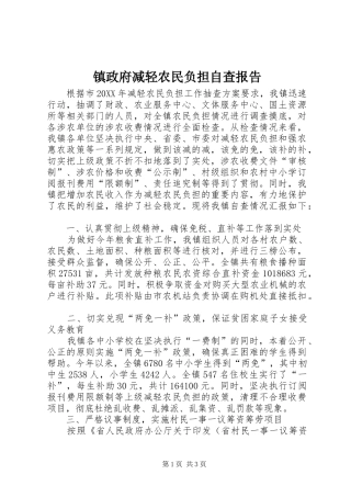 2024年镇政府减轻农民负担自查报告