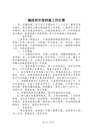 2024年镇政府年度档案工作打算
