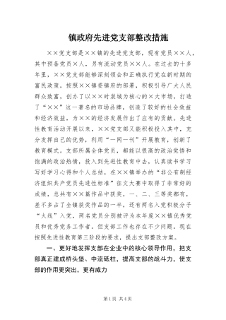 2024年镇政府先进党支部整改措施