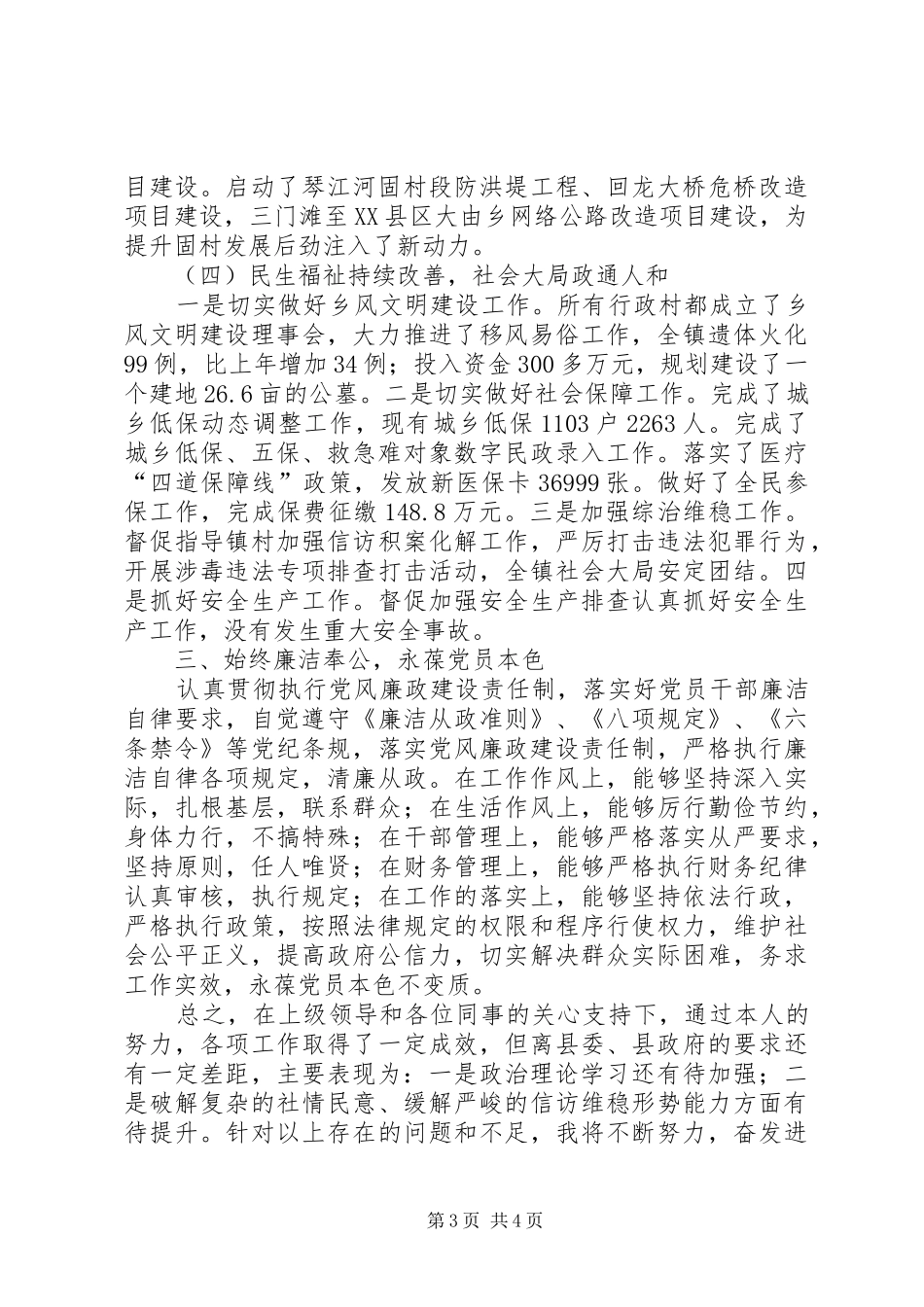 2024年镇政府主要领导述德述职述廉述学述法报告_第3页