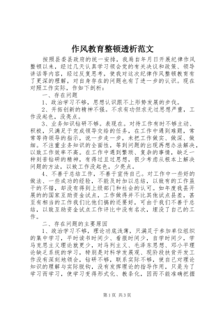 2024年作风教育整顿透析范文