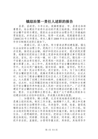 2024年镇综治第一责任人述职的报告