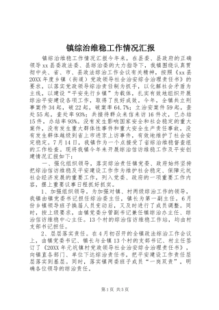 2024年镇综治维稳工作情况汇报