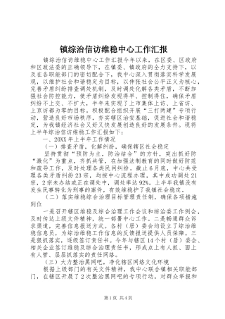 2024年镇综治信访维稳中心工作汇报